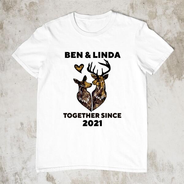 Together Since Customizable Year - Personalized Shirt For Couples, Hunting Lovers