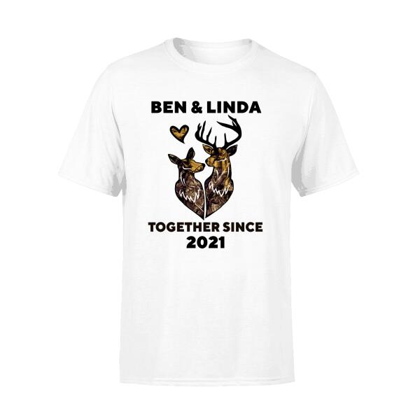 Together Since Customizable Year - Personalized Shirt For Couples, Hunting Lovers