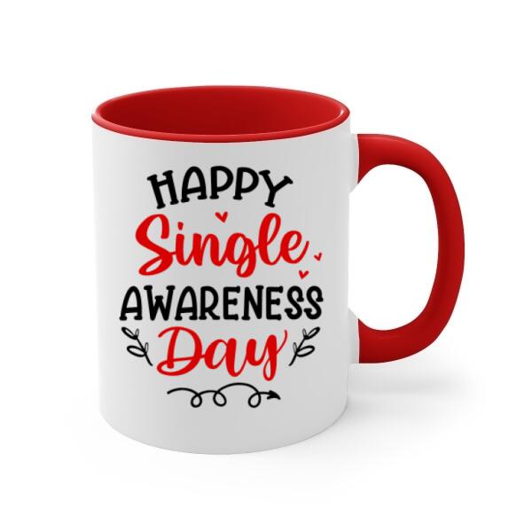 Up To 4 Chibi Happy Single Awareness Day - Personalized Mug For Her, Friends, Valentine's Day