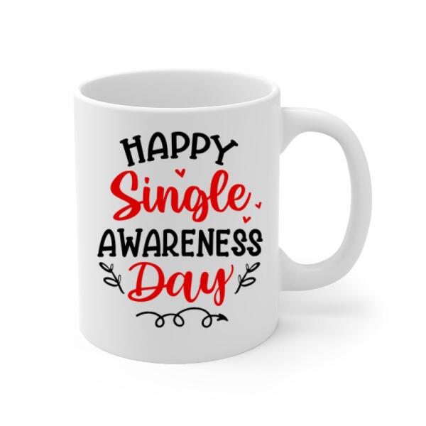 Up To 4 Chibi Happy Single Awareness Day - Personalized Mug For Her, Friends, Valentine's Day