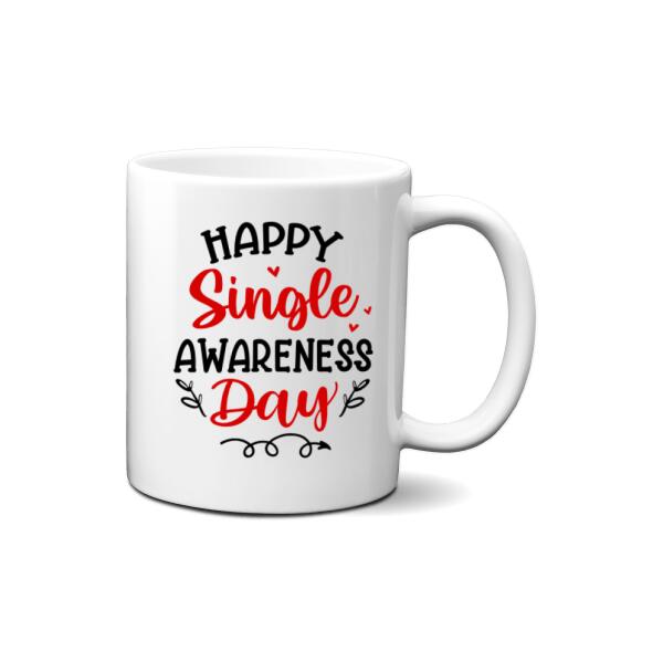 Up To 4 Chibi Happy Single Awareness Day - Personalized Mug For Her, Friends, Valentine's Day