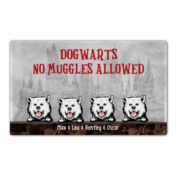 Dogwarts No Muggles Allowed - Personalized Gifts Custom Dog Doormat for Family, Dog Lovers