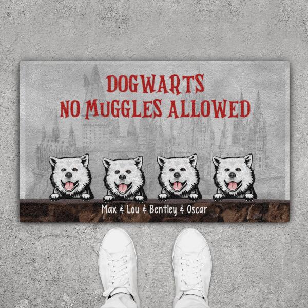 Dogwarts No Muggles Allowed - Personalized Gifts Custom Dog Doormat for Family, Dog Lovers