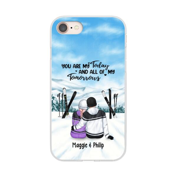 Skiing Partners For Life - Personalized Phone Case For Couples, For Her, For Him, Skiing