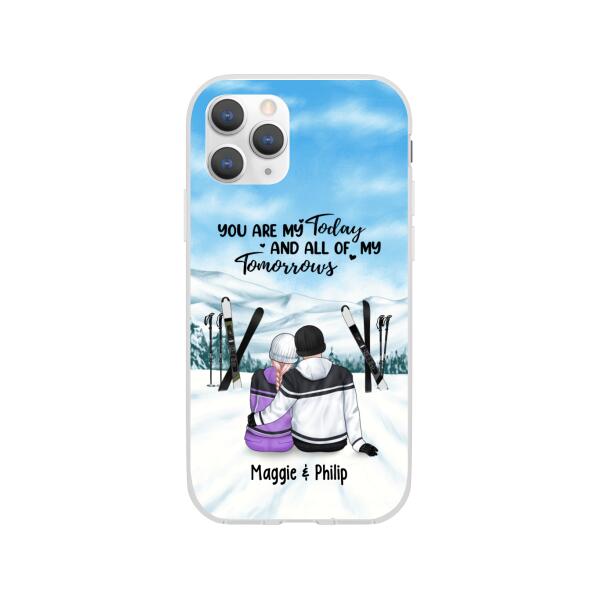 Skiing Partners For Life - Personalized Phone Case For Couples, For Her, For Him, Skiing