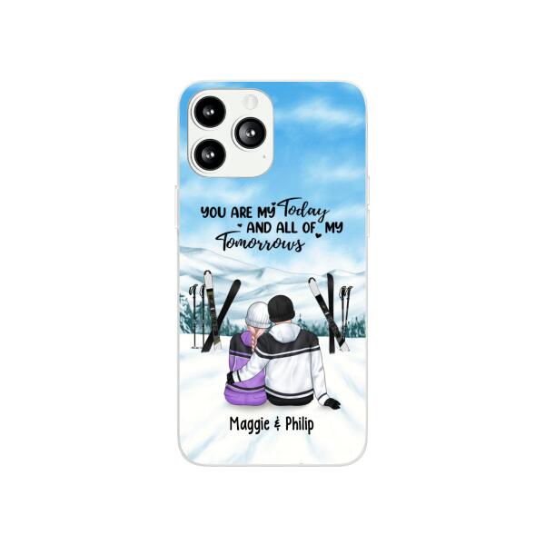 Skiing Partners For Life - Personalized Phone Case For Couples, For Her, For Him, Skiing