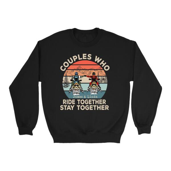 Happiness Is Riding With You - Personalized Shirt For Couples, For Him, For Her, Snowmobiling