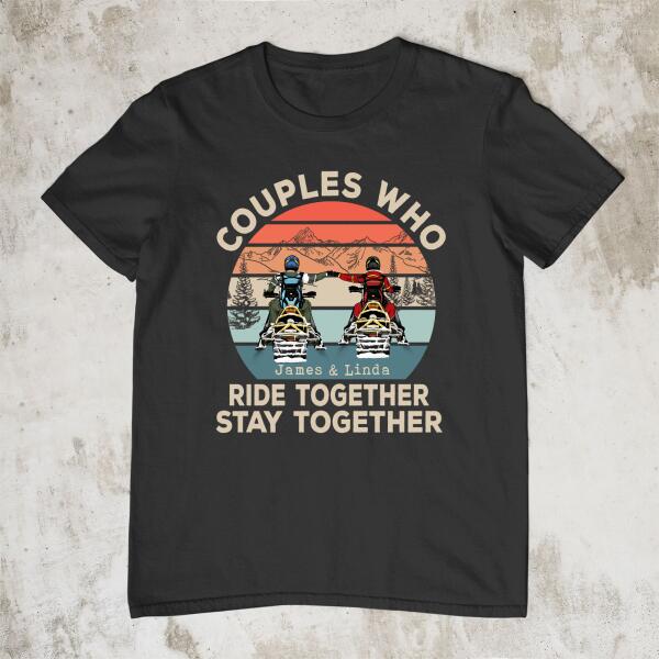 Happiness Is Riding With You - Personalized Shirt For Couples, For Him, For Her, Snowmobiling