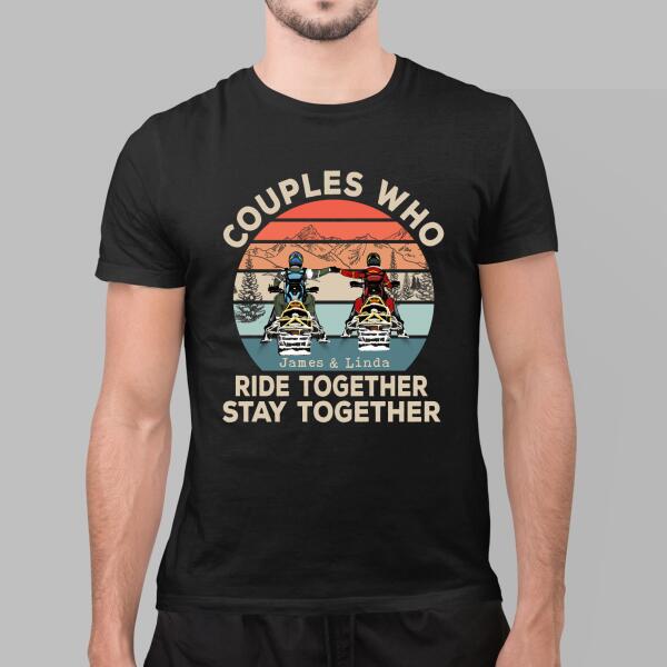 Happiness Is Riding With You - Personalized Shirt For Couples, For Him, For Her, Snowmobiling