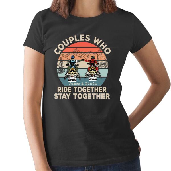 Happiness Is Riding With You - Personalized Shirt For Couples, For Him, For Her, Snowmobiling