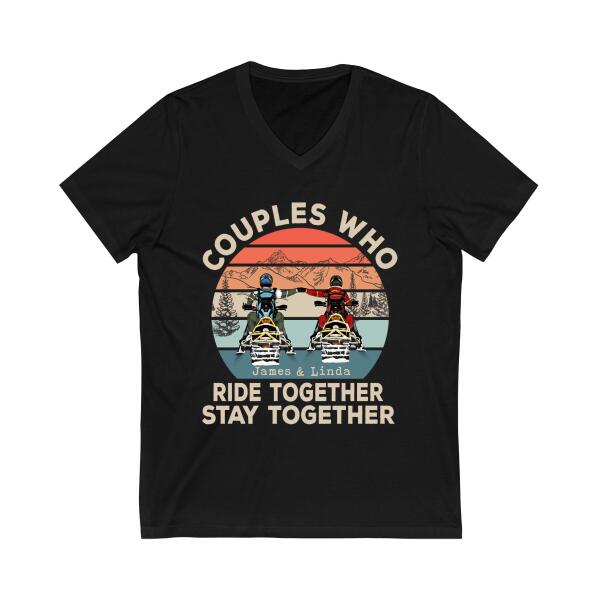 Happiness Is Riding With You - Personalized Shirt For Couples, For Him, For Her, Snowmobiling