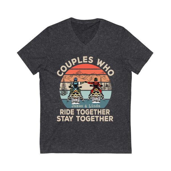 Happiness Is Riding With You - Personalized Shirt For Couples, For Him, For Her, Snowmobiling