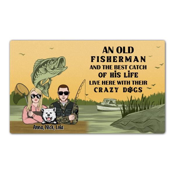 An Old Fisherman and the Best Catch of His Life - Personalized Gifts Custom Fishing Doormat for Couples, Fishing Lovers