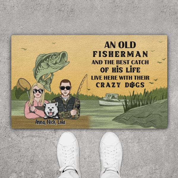 An Old Fisherman and the Best Catch of His Life - Personalized Gifts Custom Fishing Doormat for Couples, Fishing Lovers