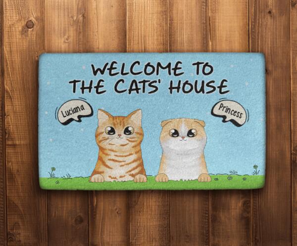 Welcome To The Cats' House - Personalized Doormat For Him, Her, Cat Lovers