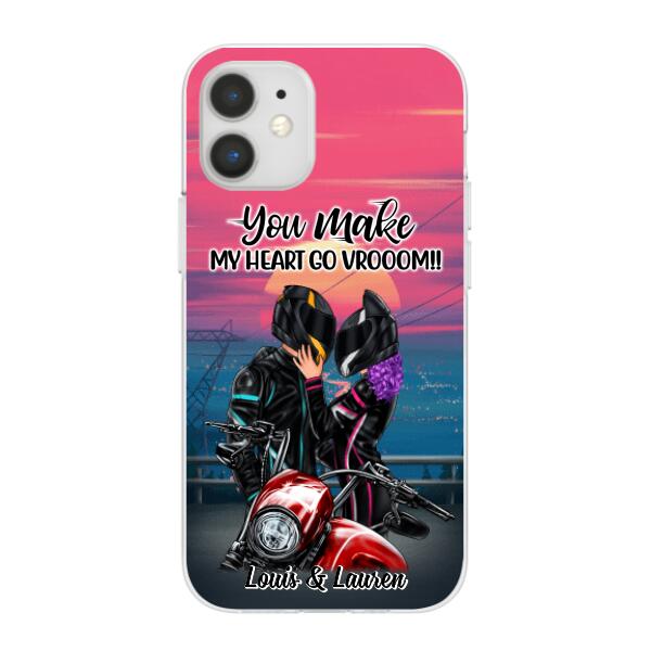 You Make My Heart Go Vrooom - Personalized Phone Case For Couples, Him, Her, Motorcycle Lovers