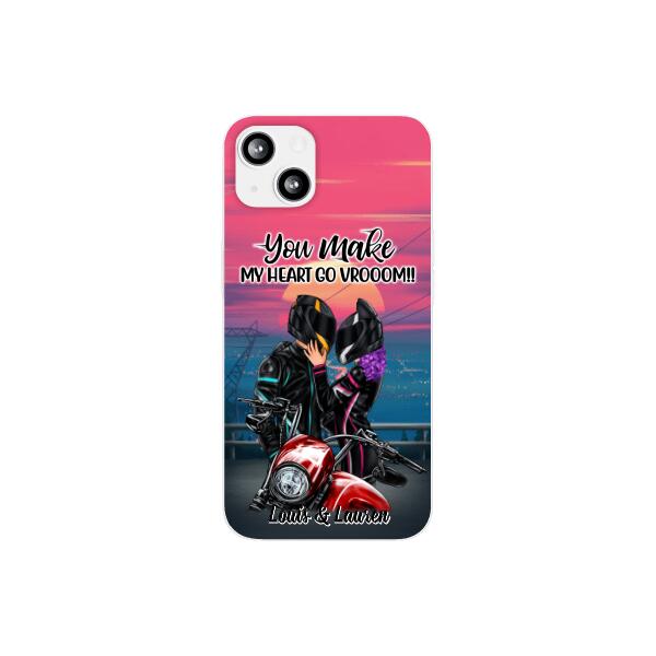 You Make My Heart Go Vrooom - Personalized Phone Case For Couples, Him, Her, Motorcycle Lovers