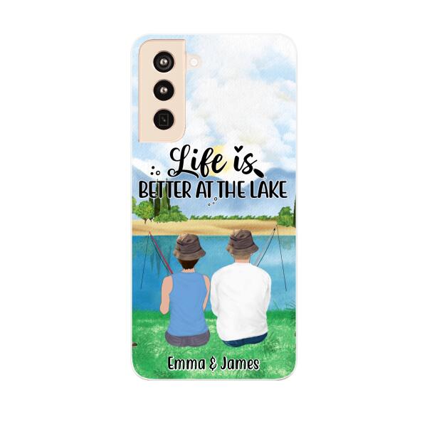 Life Is Better At The Lake - Personalized Phone Case For Couples, Friends, Fishing