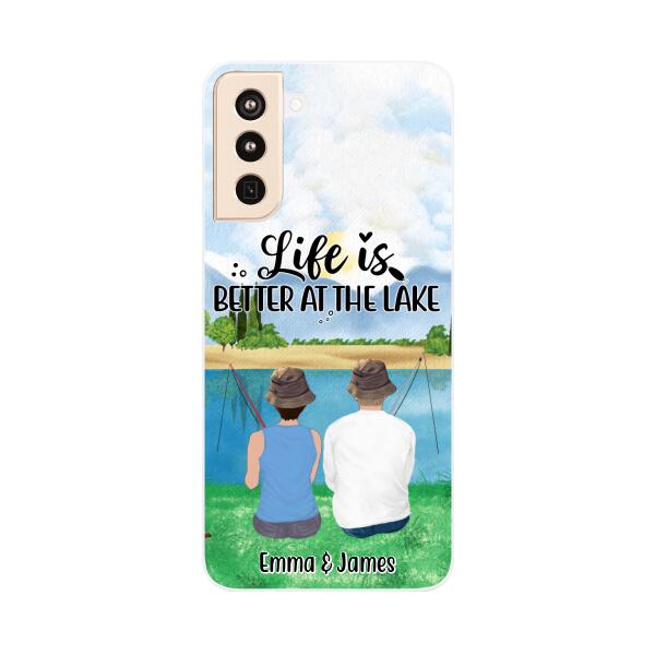 Life Is Better At The Lake - Personalized Phone Case For Couples, Friends, Fishing