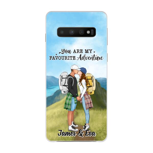 Kissing Hiking Couple - Personalized Phone Case For Her, Him