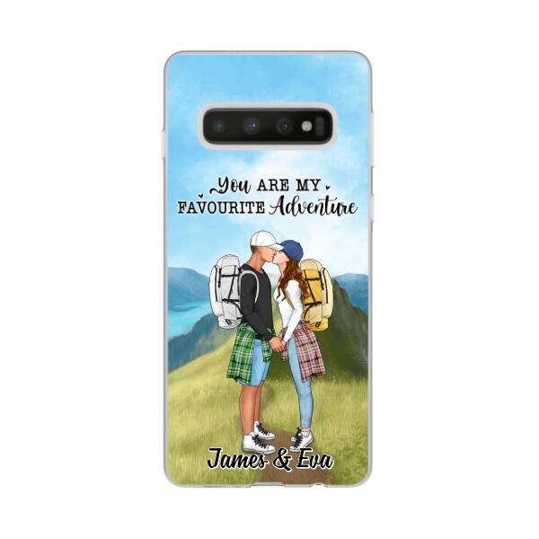 Kissing Hiking Couple - Personalized Phone Case For Her, Him