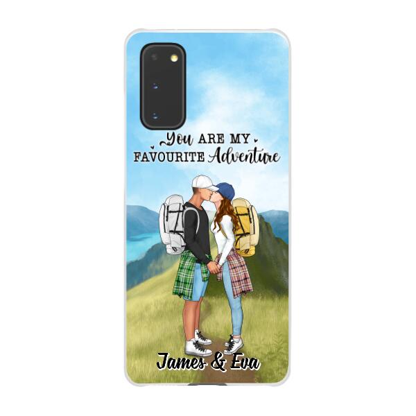 Kissing Hiking Couple - Personalized Phone Case For Her, Him