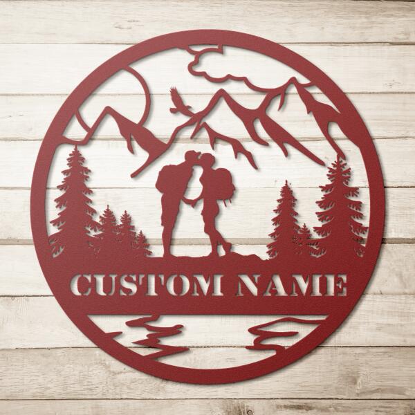 Couple Camping, Mountain Hiking - Personalized Metal Sign For Couple, Him, Her, Hiking Camping Lovers