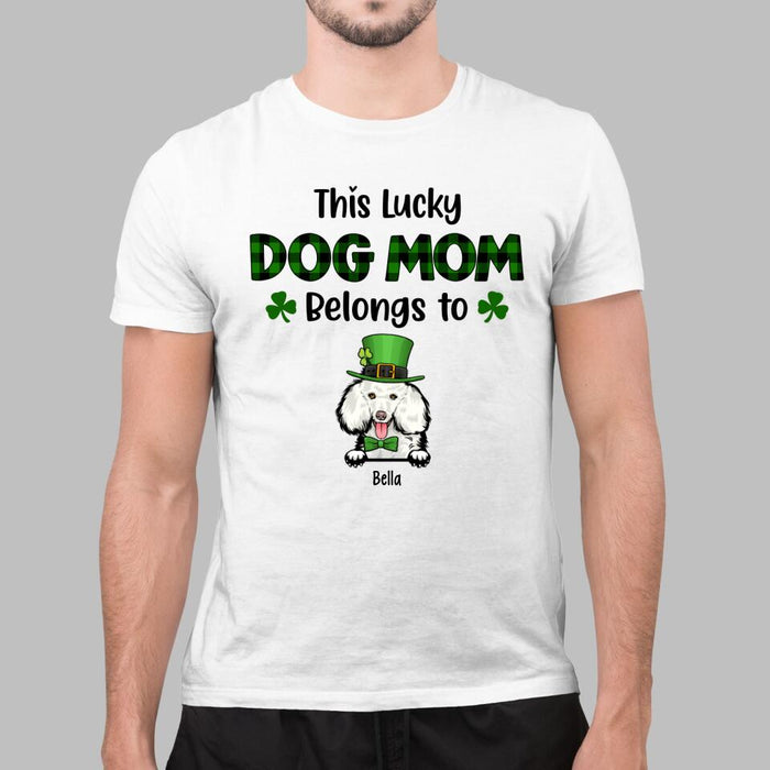 This Lucky Dog Mom Belongs to Dogs - Personalized Gifts Custom Dog Shirt for Dog Mom, Dog Lovers