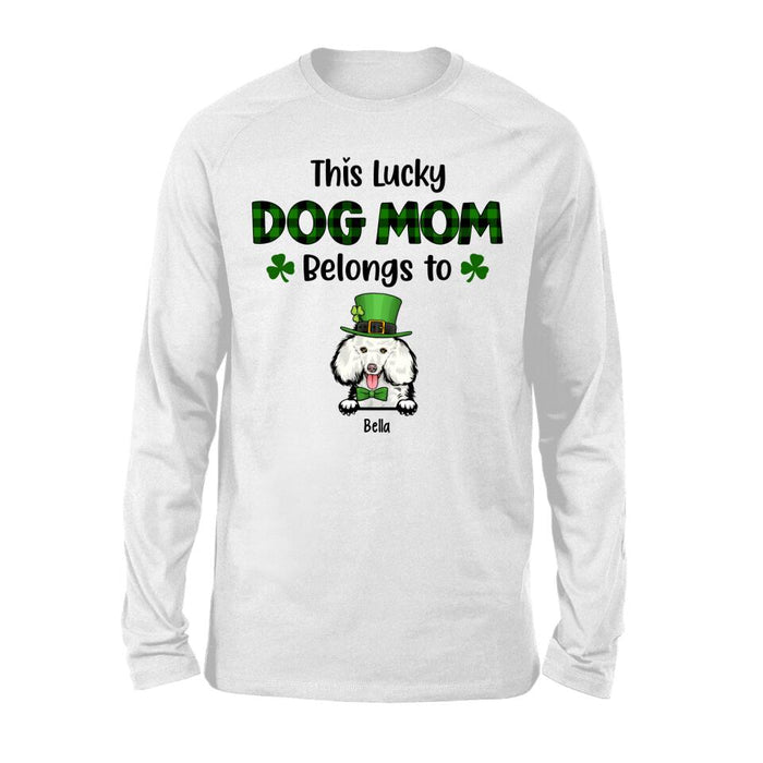 This Lucky Dog Mom Belongs to Dogs - Personalized Gifts Custom Dog Shirt for Dog Mom, Dog Lovers