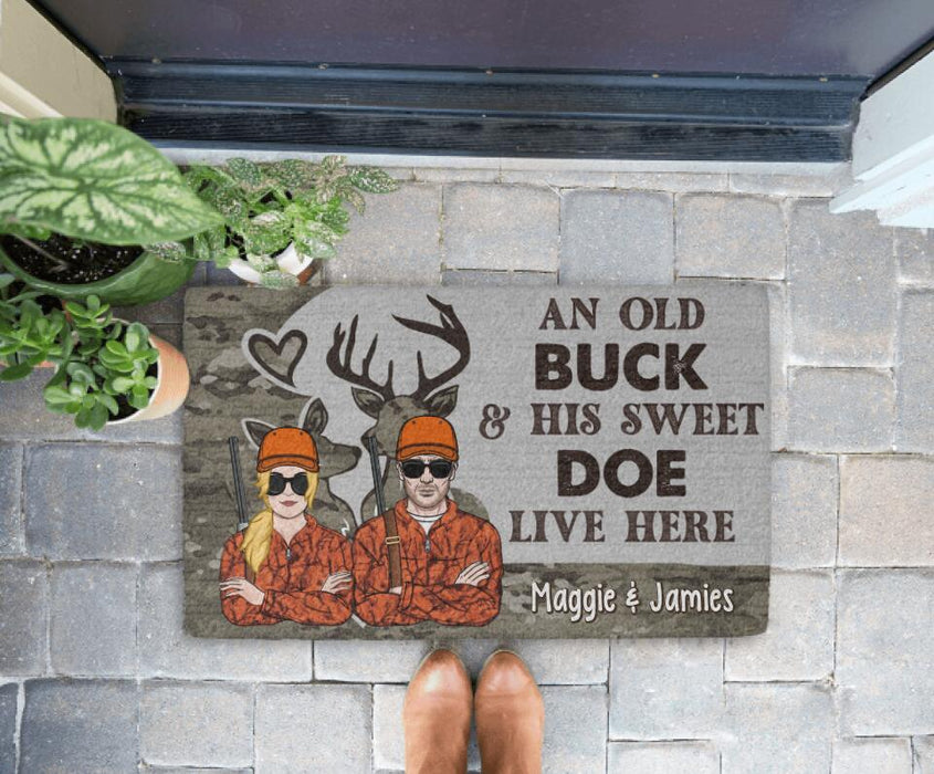 An Old Buck and His Sweet Doe - Personalized Gifts Custom Hunting Doormat for Couples, Hunting Lovers