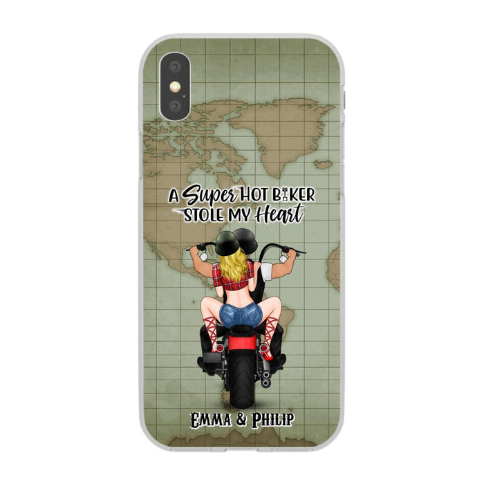 A Super Hot Biker Stole My Heart - Personalized Phone Case For Couples, Motorcycle Lovers