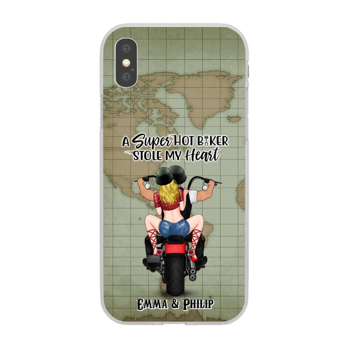 A Super Hot Biker Stole My Heart - Personalized Phone Case For Couples, Motorcycle Lovers