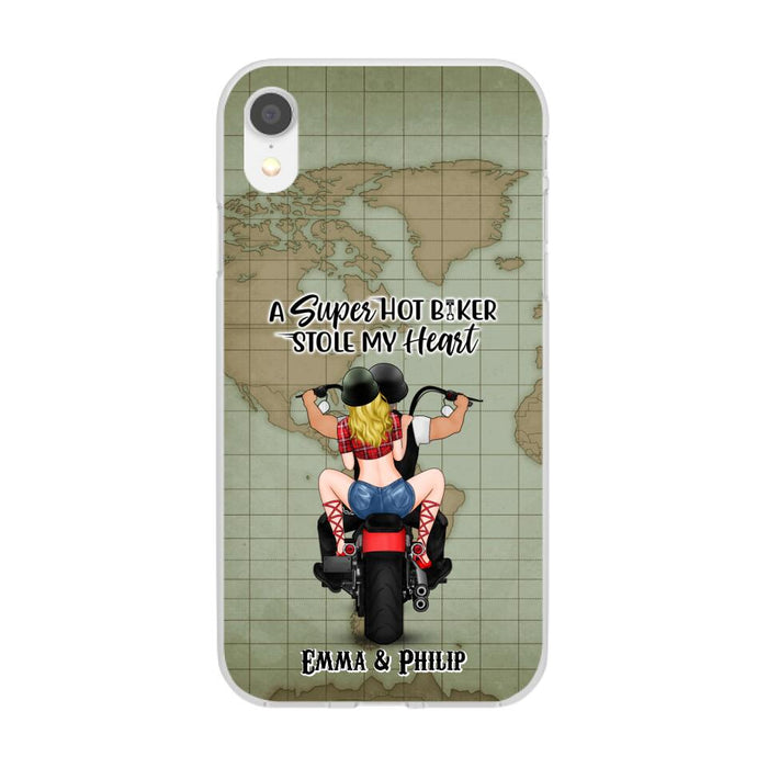 A Super Hot Biker Stole My Heart - Personalized Phone Case For Couples, Motorcycle Lovers