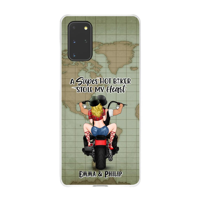 A Super Hot Biker Stole My Heart - Personalized Phone Case For Couples, Motorcycle Lovers