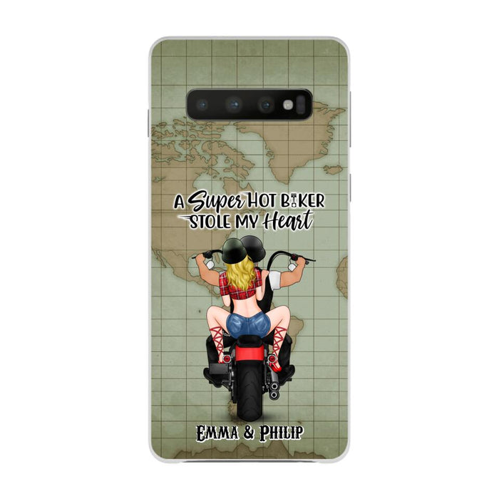 A Super Hot Biker Stole My Heart - Personalized Phone Case For Couples, Motorcycle Lovers