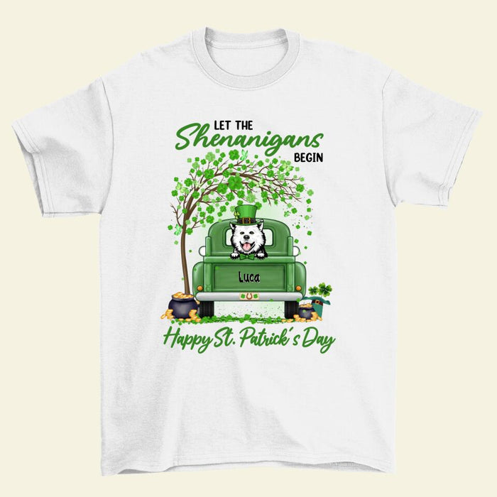 Let The Shenanigans Begin - Personalized Shirt Dog Lovers, Cat Lovers, St. Patrick's Day