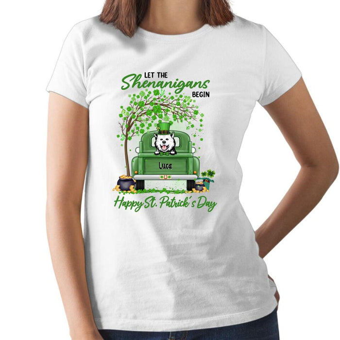 Let The Shenanigans Begin - Personalized Shirt Dog Lovers, Cat Lovers, St. Patrick's Day