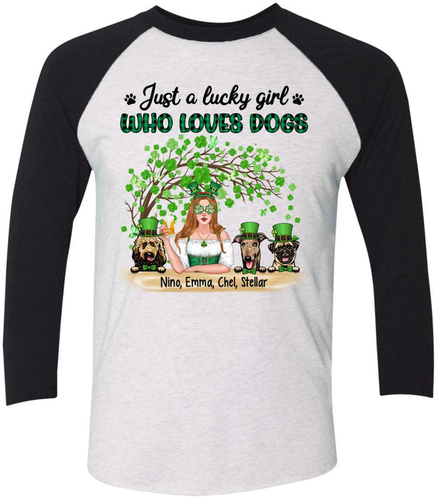 Just a Lucky Girl Who Loves Dogs - Personalized Gifts Custom Dog Shirt for Dog Mom, Dog Lovers