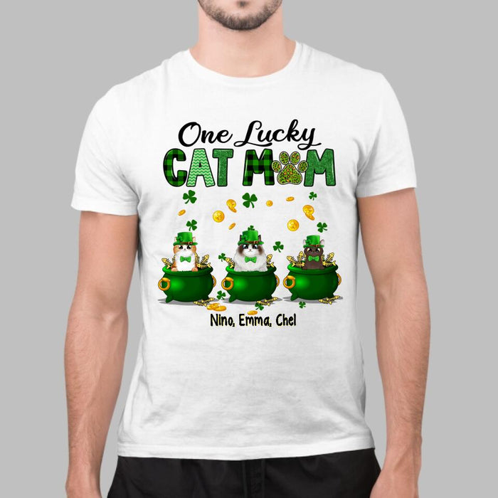 Lucky Cats - Personalized Gifts for Cat Custom Cat Mom Shirt, Cat Lover