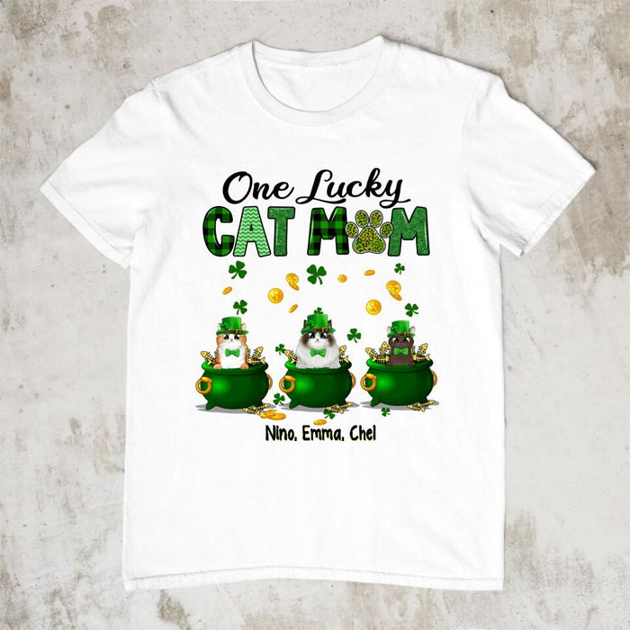 Lucky Cats - Personalized Gifts for Cat Custom Cat Mom Shirt, Cat Lover