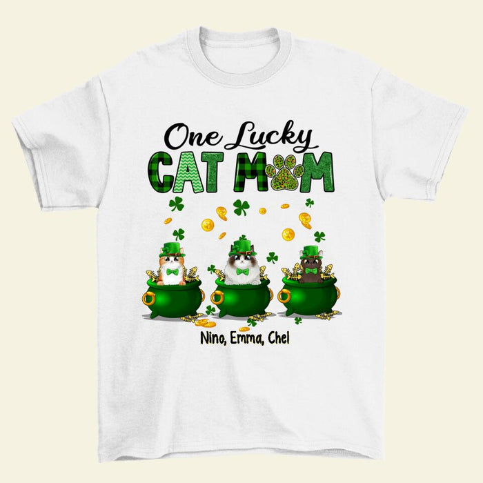 Lucky Cats - Personalized Gifts for Cat Custom Cat Mom Shirt, Cat Lover