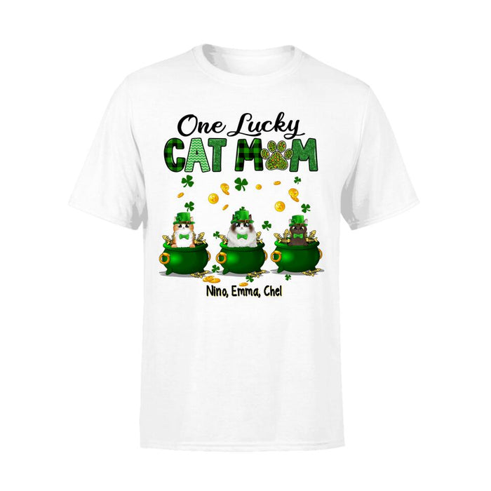 Lucky Cats - Personalized Gifts for Cat Custom Cat Mom Shirt, Cat Lover