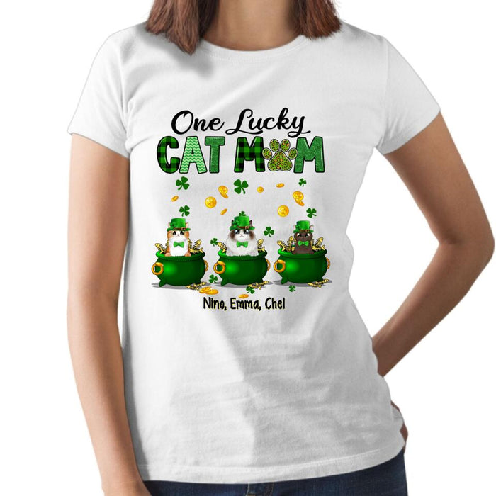 Lucky Cats - Personalized Gifts for Cat Custom Cat Mom Shirt, Cat Lover