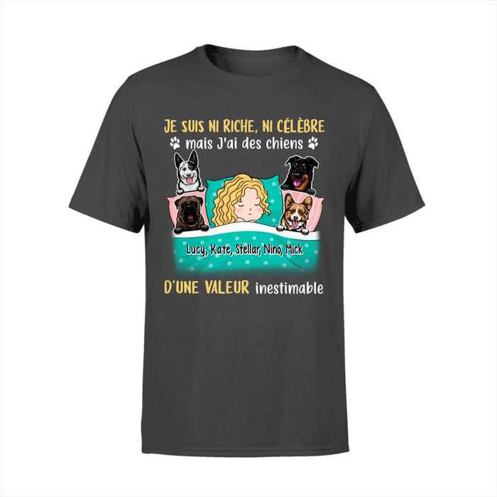 Je Suis Ni Riche Ni Célèbre Mais J'ai Des Chiens - Personalized Shirt For Him, Her, Dog Lovers