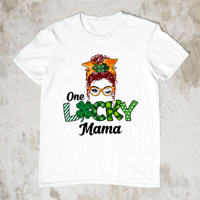 One Lucky Mama - Personalized Gifts Custom Shirt for Mom