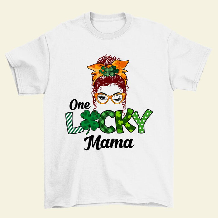 One Lucky Mama - Personalized Gifts Custom Shirt for Mom