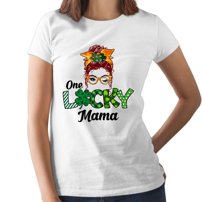 One Lucky Mama - Personalized Gifts Custom Shirt for Mom