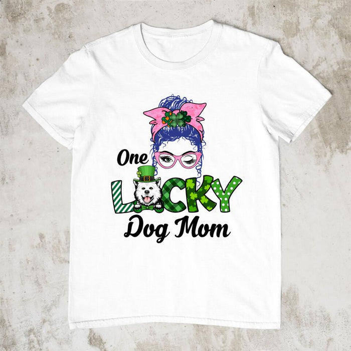 One Lucky Dog Mom - Personalized Gifts Custom Dog Shirt for Dog Mom, Dog Lovers