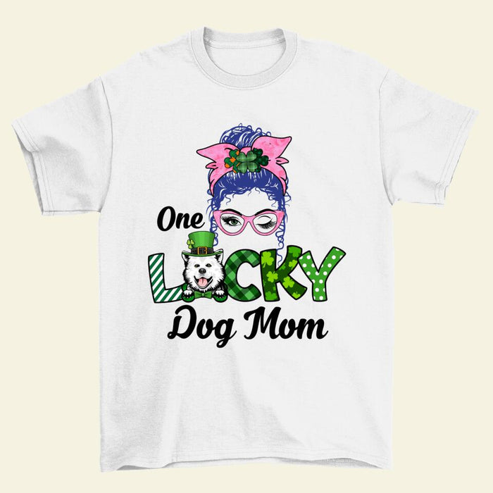 One Lucky Dog Mom - Personalized Gifts Custom Dog Shirt for Dog Mom, Dog Lovers