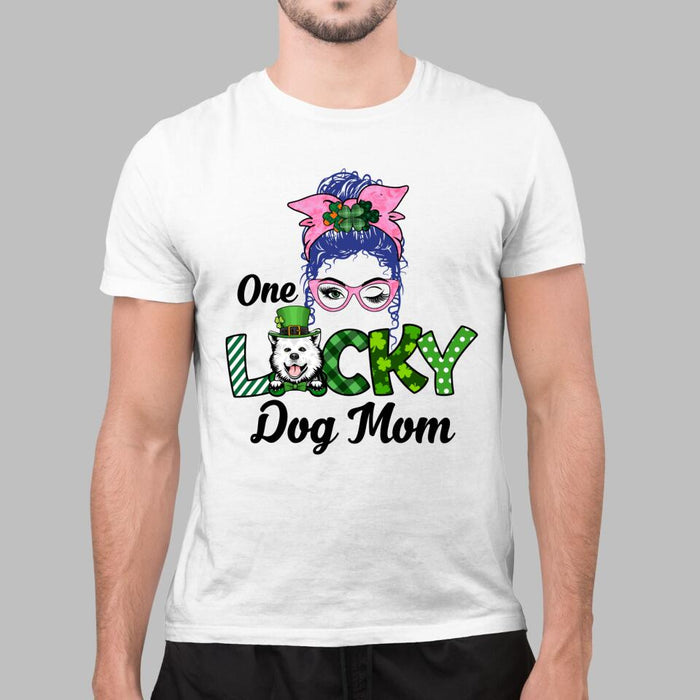 One Lucky Dog Mom - Personalized Gifts Custom Dog Shirt for Dog Mom, Dog Lovers